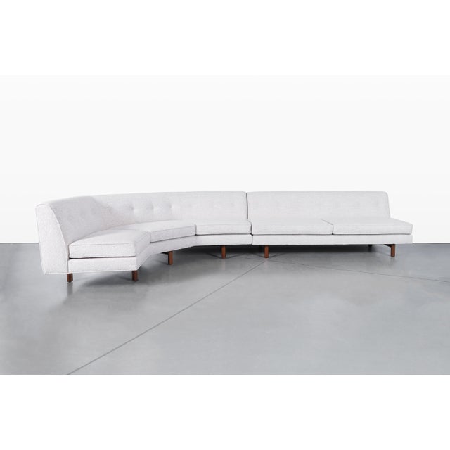 Mid-Century Modern Mid-Century Walnut Sectional Sofa W/ Ottoman by Edward Wormley for Dunbar For Sale - Image 3 of 14