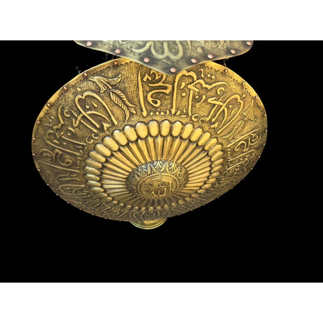 Gothic Large Engraved Calligraphy Helmet Shield Set For Sale - Image 3 of 15