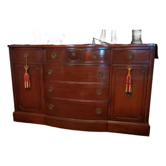Bernhardt Vintage Flame Mahogony Bowfront Sideboard Buffet For Sale
