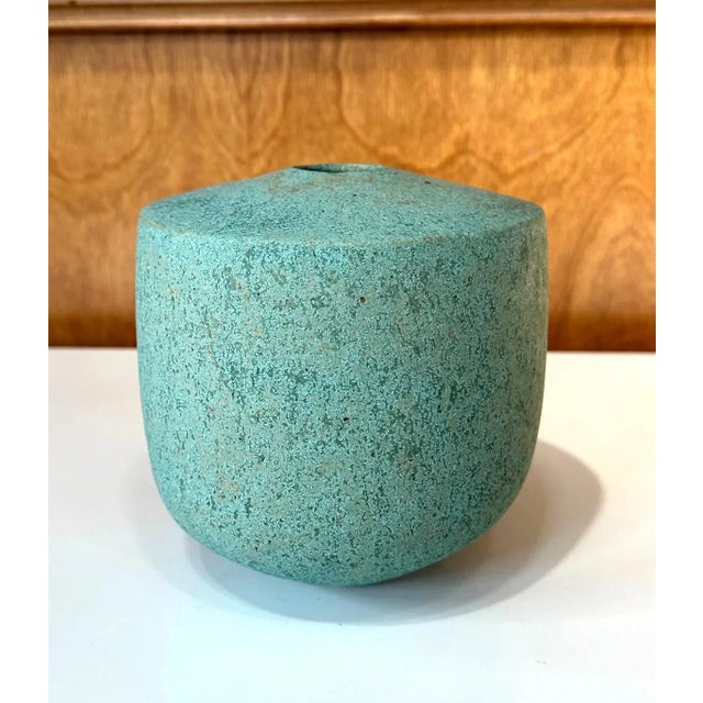 Ceramic Ceramic Vase with Green Glaze by John Ward For Sale - Image 7 of 12