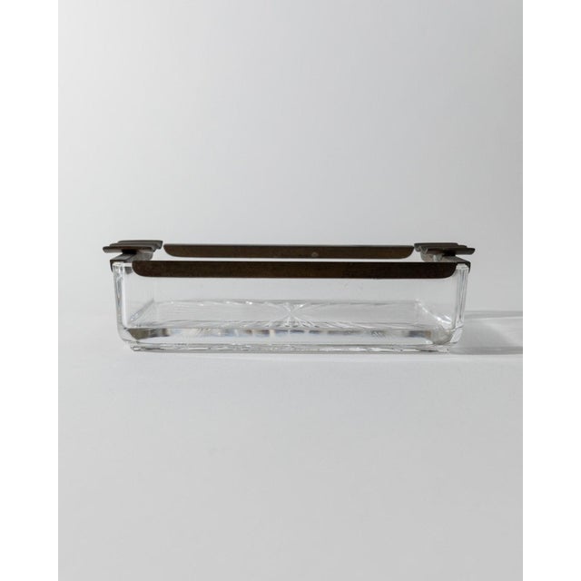 Art Deco Ashtray in Crystal Glass and Metal, Italy, 1930s For Sale - Image 5 of 11