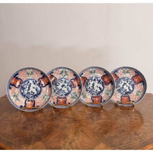 Ceramic Small Antique Japanese Imari Plates, 1900, Set of 4 For Sale - Image 7 of 7