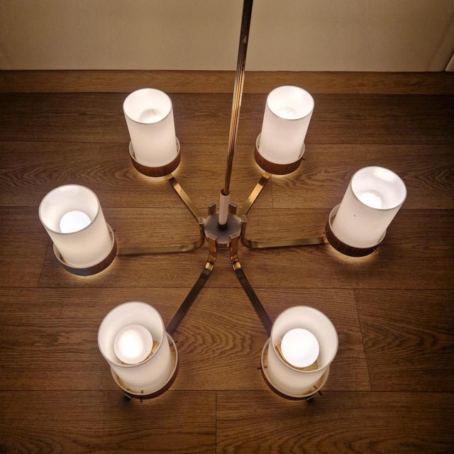 Brown Mid-Century 6-Arm Chandelier, Germany, 1960s For Sale - Image 8 of 10