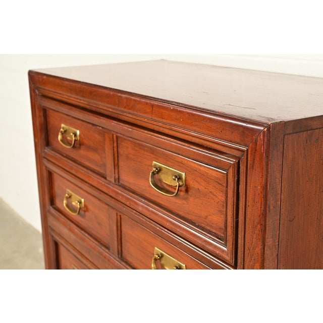 Thomasville Mid-Century Modern Hollywood Regency Campaign Walnut Highboy Dresser, 1970s For Sale - Image 10 of 17