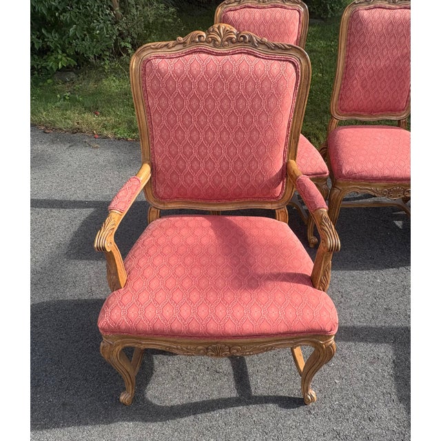 Wood Vintage Drexel Heritage French Style Wood and Upholstered Dining Chairs- A Set of 6 For Sale - Image 7 of 12