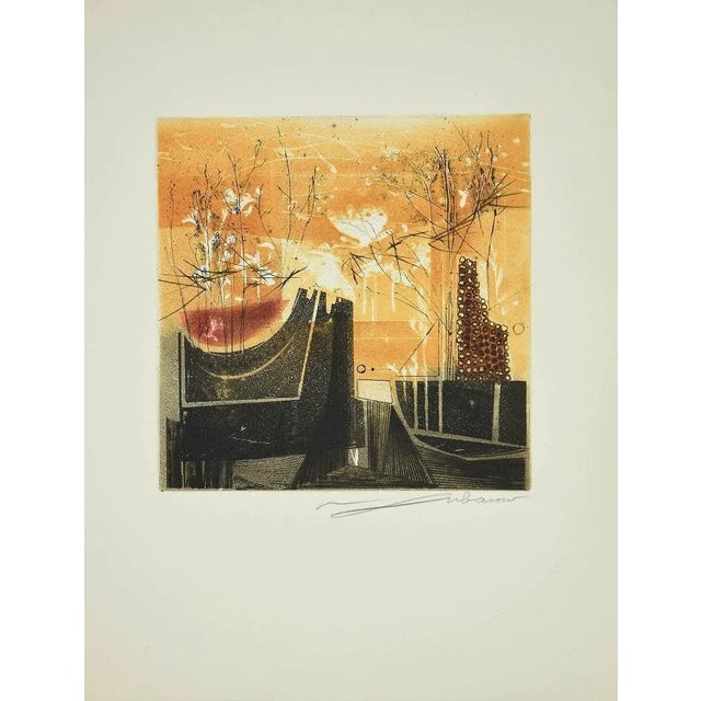 Le Papillon Pressé is an excellent colored etching realized in 1978 by the artist Renée Lubarow (b. 1923). Printed by...