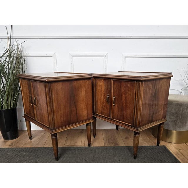 Mid-Century Italian Wood Bedside Tables, 1950s, Set of 2 For Sale - Image 10 of 11