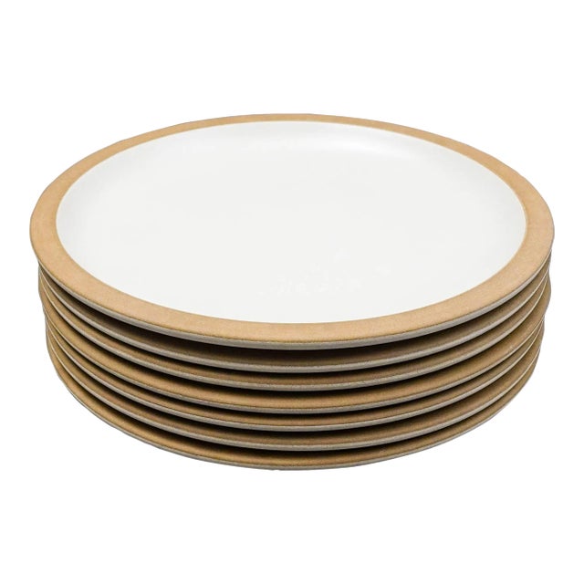 Mid 20th Century Edith Heath Ceramics Sausalito California White Dinner Plates- Set of 7 For Sale