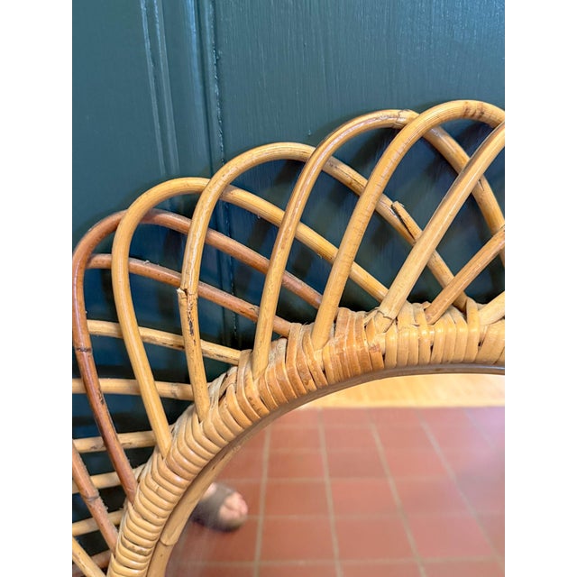 Franco Albini 1950s Italian Wicker Oval Wall Mirror by Franco Albini For Sale - Image 4 of 8