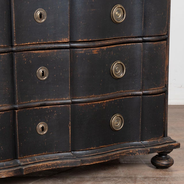 18th Century Rococo Black Large Chest of Four Drawers From Denmark For Sale - Image 16 of 18