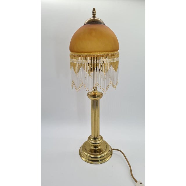 Gold Table Lamp in Amber Glass and Brass, 1970s For Sale - Image 8 of 14