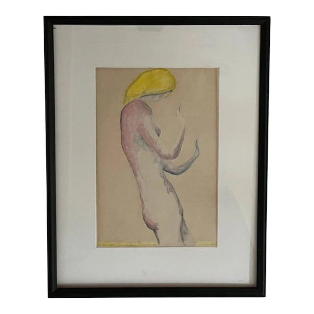 Konrad Cramer (German / American 1888 - 1963) Blonde Nude Watercolor Painting on Paper For Sale