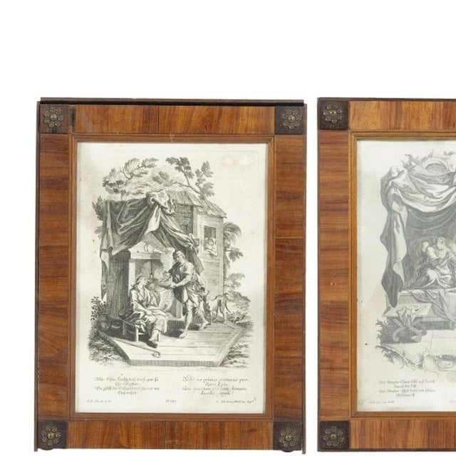 Sacred Art - Lot of five religious engravings. European, 20th century, with Portuguese rosewood frames and metal rosettes;...