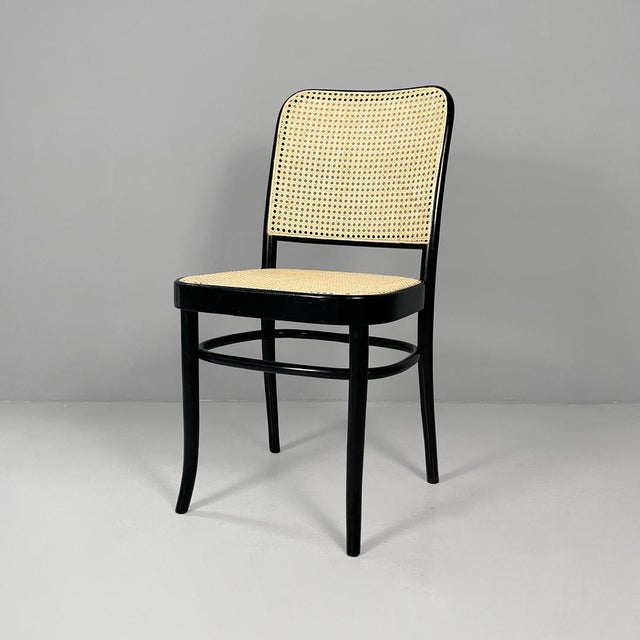 Wood Italian Modern Chair in Straw and Black Wood, 1980s For Sale - Image 7 of 11