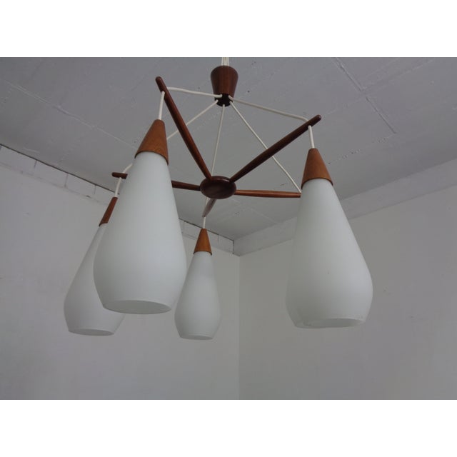 Danish Teak and Glass Spider Ceiling Lamp, Denmark, 1960s For Sale - Image 9 of 17