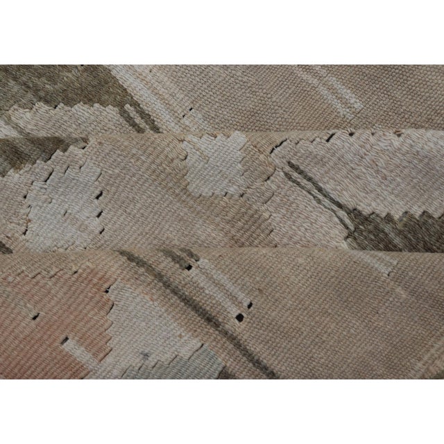 Bold Medallion Design Turkish Flat Weave Kilim Rug With Earthy Tones and Green For Sale - Image 11 of 12