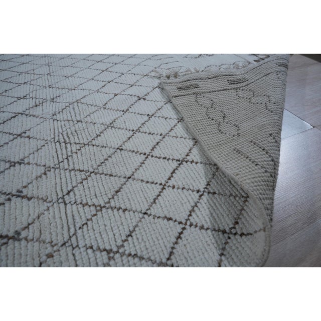 8x10 New Jasmine Moroccan Beni Ourain Design Ivory Hand Knotted Wool Carpet Rug For Sale - Image 9 of 9