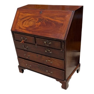 Antique Georgian Mahogany Slant Front Secretary Desk For Sale