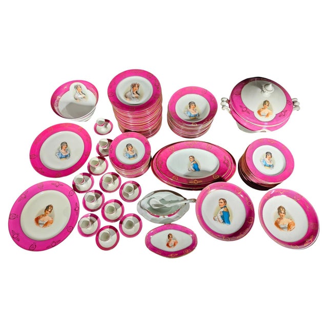 Service,porcelain tableware with Napoleon Pirkenhammer 1880 Spectacular Pirkenhammer porcelain service for Ginori Italy of...