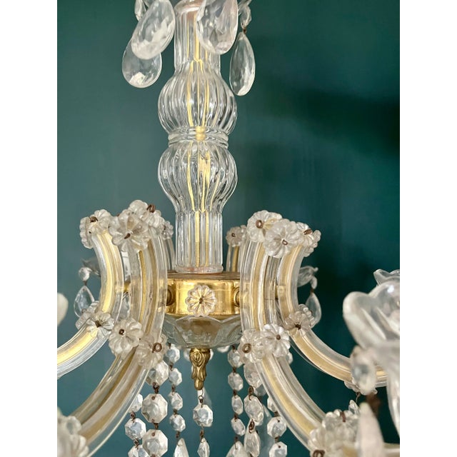 1950s French Marie Therese Cut Crystal 6-Light Chandelier, Circa 1950 For Sale - Image 5 of 9