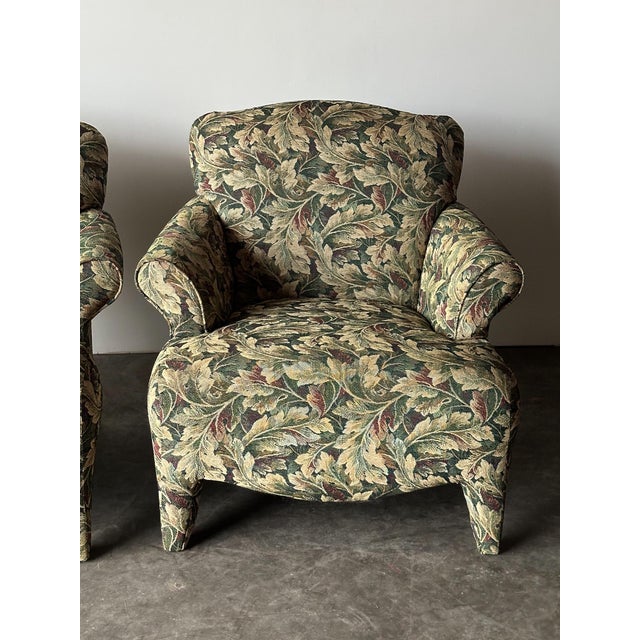 Textile Sage Acanthus Tapestry Club Chairs, John Hutton for Donghia Luciano, 1990s, Pair For Sale - Image 7 of 18