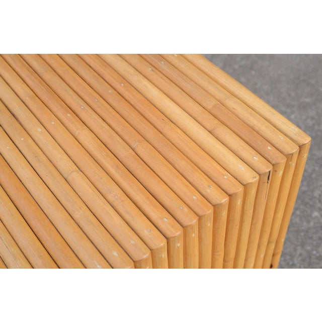 Tan VIntage 70s Boho Split Reed Side Table For Sale - Image 8 of 12