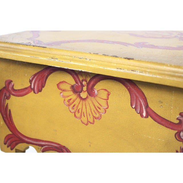 Red and Yellow Handpainted Table From the 1990s by Guildmaster For Sale - Image 4 of 13