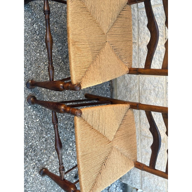 Mid 20th Century Mid 20th Century Set of 4 French Provincial Rush Seat Dining Chairs For Sale - Image 5 of 12
