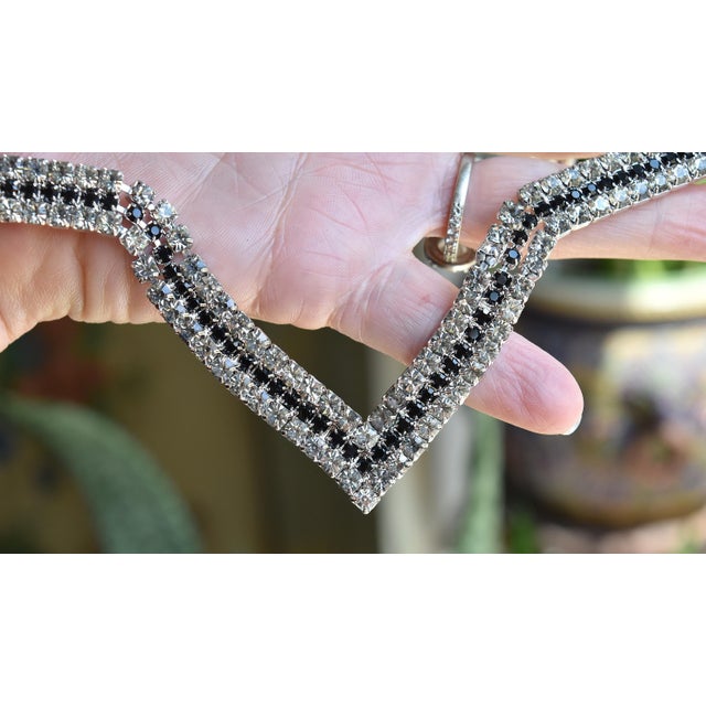 Vintage American Designer Alexis Kirk Clear and Black Rhinestone Star Necklace Choker For Sale - Image 12 of 17