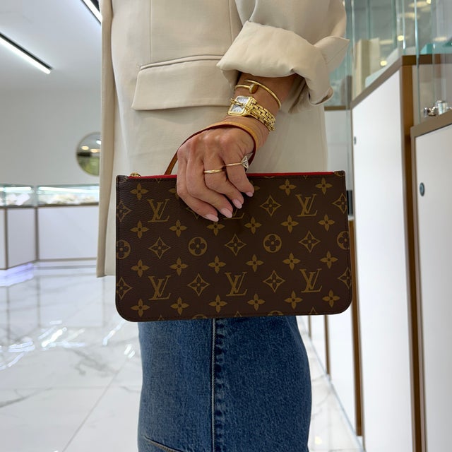 Brown Louis Vuitton Monogram Canvas Neverfull Pochette Wristlet Clutch Bag For Sale - Image 8 of 8