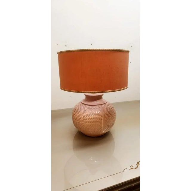 Gold Ceramic Light with Fabric Lampshade For Sale - Image 8 of 9