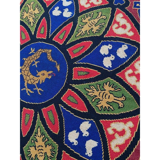Antique French Needlepoint Round Tapestry, 1890s For Sale - Image 9 of 16