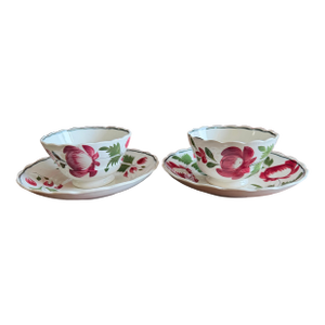 A Very Nice Pair of Antique Staffordshire Early Adam’s Rose Cup & Saucer, Circa 1830