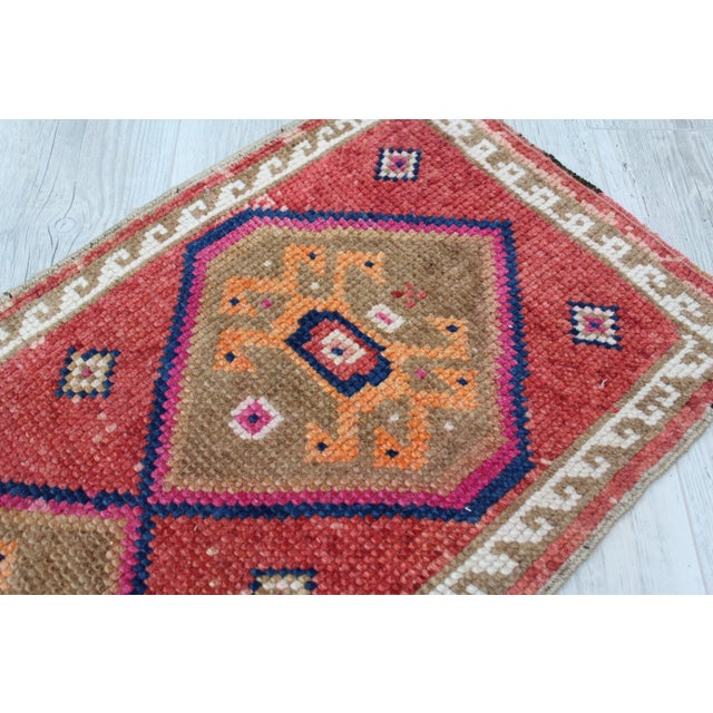 1960s Turkish Mini Rug - 18" X 33.5" For Sale - Image 5 of 11