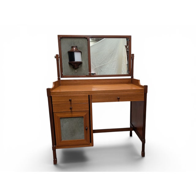 Vintage 3V Dressing Table with Tilting Mirror and Integrated Lamp, 1950s For Sale - Image 17 of 17