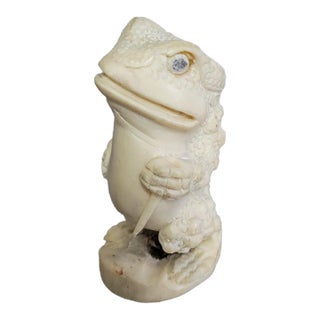Japanese Bone Anthropomorphic Toad Figural Carving, 19th C. For Sale