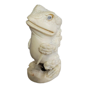 Japanese Bone Anthropomorphic Toad Figural Carving, 19th C.