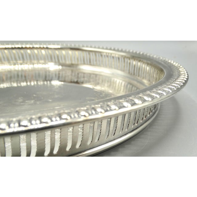 Mid Century Silver Plate Serving Drinks Tray For Sale - Image 6 of 10