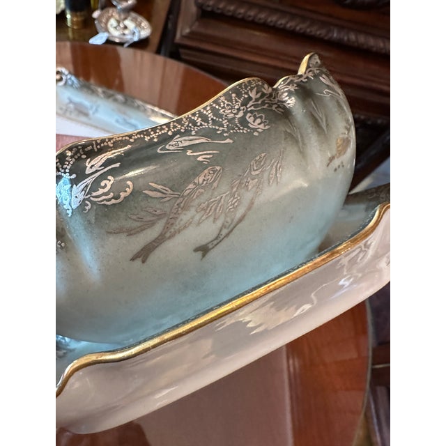 Green Late 19th Century Haviland Limoges Fish Service. Platter, Sauce, 14 Plates - 14 pcs For Sale - Image 8 of 10