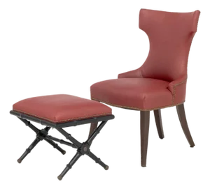 Contemporary Red Upholstered Chair and Ottoman