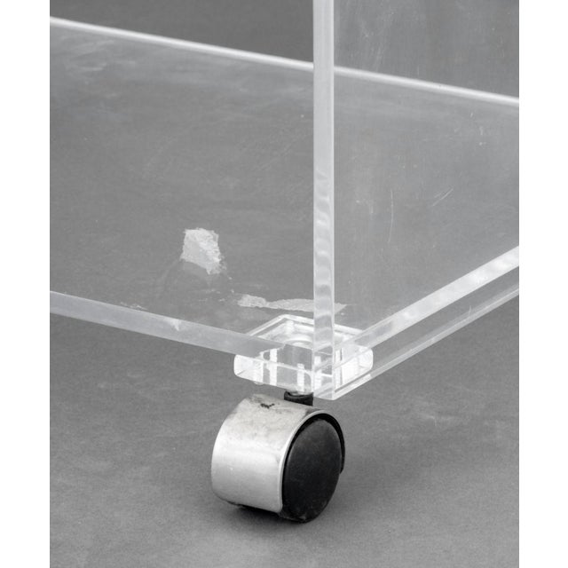 Plastic Modern Clear Acrylic "Waterfall" Rolling Bar Cart For Sale - Image 7 of 8