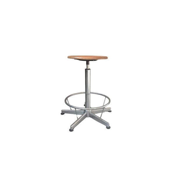 Industrial Technical Stool in Wood and Metal, 1970s For Sale - Image 10 of 13