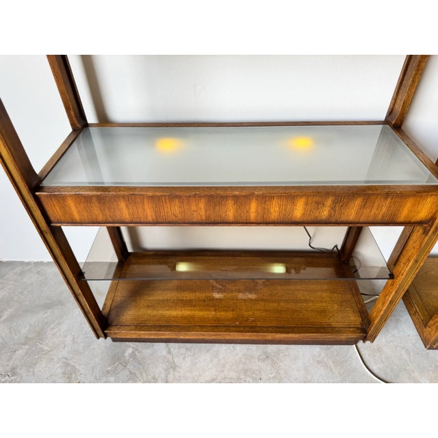 Wood Pair of 1970s Mid-Century Modern Six-Tier Étagères With Smoked Glass Shelves/ Sold For Sale - Image 7 of 12