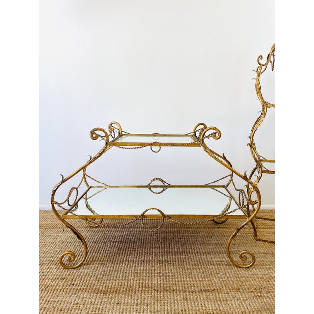 Vintage 1960s Italian Gold Gilt Curvy Tiered 2pc Etagere Shelf For Sale - Image 15 of 17