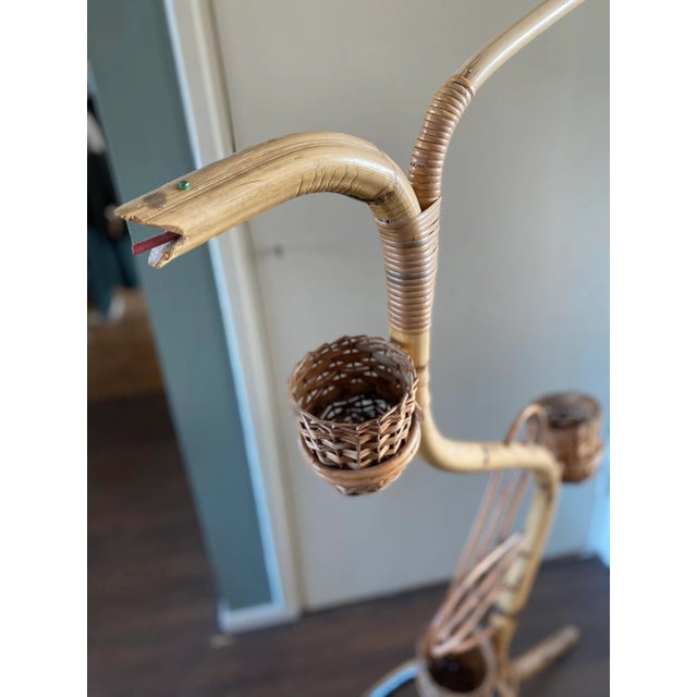 Vintage Bamboo and Rattan Plant Stand from Rohé Noordwolde, 1950s For Sale - Image 4 of 5