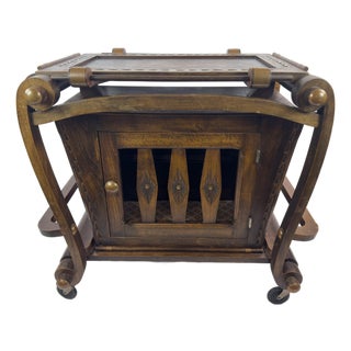 French Vintage Beech Bar Cart With Removable Tray, Mid-20th Century For Sale