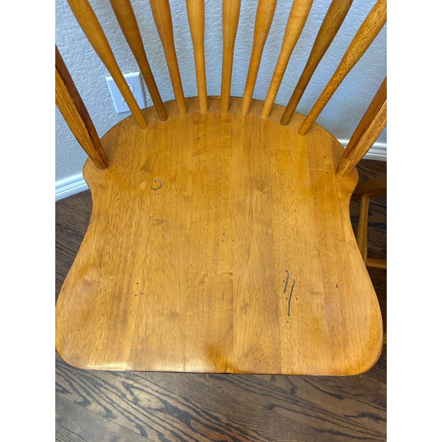 Pair of Vintage Solid Wood Hoop-Back Windsor Dining Chairs For Sale - Image 4 of 6