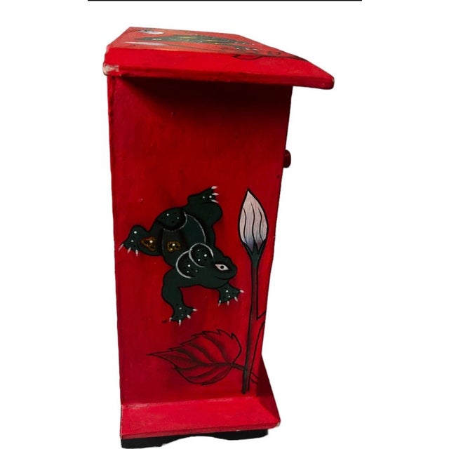 Folk Art Late 20th Century Indonesian Balinese Handmade Wooden Jewelry Box Cabinet For Sale - Image 3 of 6