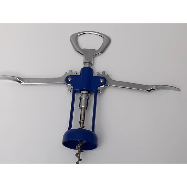 Vintage Blue Silver Italian Corkscrew Bottle Opener For Sale In Minneapolis - Image 6 of 11