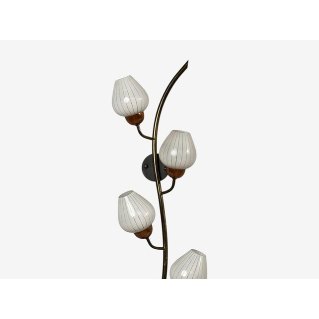 Metal 1940s Mid-Century Modern, Astra, Monumental Floral Sconces, Copper, Brass, Glass - a Pair For Sale - Image 7 of 14